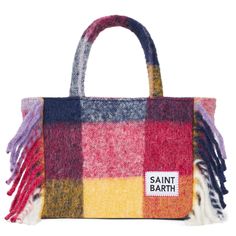 Colette blanket handbagFringes on the sidesDetachable shoulder strapLogo label embroidered on the frontMulticolor check all-over printSoft and woolly fabricSizes: 30cm X 22cm X 12cm Micro Bags, Micro Print, Winter Bags, Saint Barth, Print Swimwear, Saint Laurent Shoes, Luxury Accessories, Accessories Branding, Tory Burch Shoes