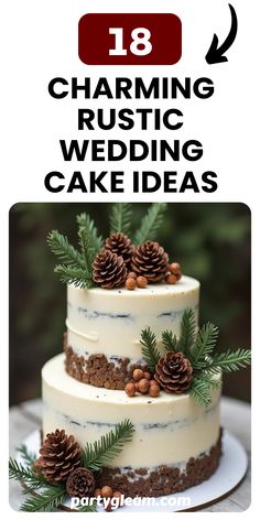 Discover 18 charming rustic wedding cake ideas featuring a rustic wedding cake adorned with pinecones, perfect for seasonal weddings. Rustic Cakes, Wedding Cake Rustic, Rustic Wedding Cake, Rustic Cake, Rustic Weddings, Elegant Designs, How To Make Cake, Taste Buds, Cake Ideas