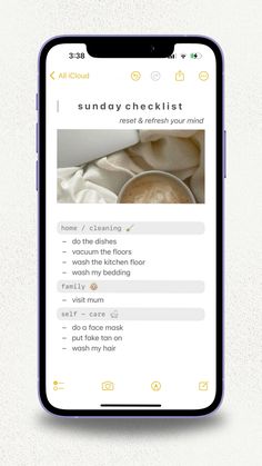 an iphone screen showing the daily checklist on it's display, which is open to