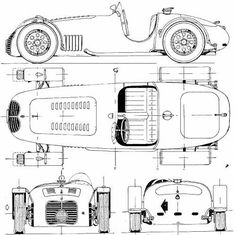 a drawing of an old race car from the early 1900's, with all its parts