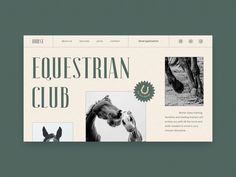 the equestrian club website is designed to look like it has horses and other animals on it