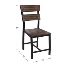 an image of a wooden chair with measurements