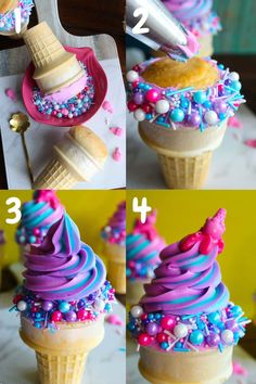 how to make an ice cream cone with candy and sprinkles on top