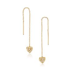 Playful yet charming, these threader earrings are delicate and expertly handcrafted from 18k gold plated sterling silver. These feature a very delicate cable chain that effortlessly leads to an equally dainty, high-shine Heart motif.  Wear them with your hair swept up for a subtle statement and adjust the length to your preference. Threader earrings are easy to wear and very light in weight.  Details: Handcrafted from 18k gold plated sterling silver 2 micron gold plating  Nickel free Features de Soft Jewelry, Water Hair, Jewelry Cleaning, Heart Motif, Hair Spray, Threader Earrings, Cleaning Jewelry, Gold Plated Sterling Silver, Cleaning Cloth