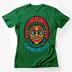 Colorful Tribal Mask Design T-Shirt, Vibrant Ethnic Art Tee, Unique Cultural Fashion, Unisex Top Female T-Shirt Custom graphic T-Shirt.Customize your color Green Bohemian Top With Graphic Print, Bohemian Tops With Graphic Print For Festivals, Green Crew Neck T-shirt For Festival, Traditional Short Sleeve T-shirt With Graphic Print, Green Bohemian Crew Neck T-shirt, Green Short Sleeve T-shirt For Festivals, Traditional Multicolor Crew Neck T-shirt, Traditional T-shirt With Graphic Print And Short Sleeves, Traditional Short Sleeve Graphic Print T-shirt