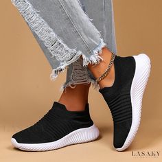 Lasaky - Breathable Flyknit Slip-On Sneakers for Easy Wear Mesh Heels, Shoe Sole, Casual Sneakers Women, Breathable Sneakers, Platform Wedge Sandals, Knit Fashion, Walking Shoes, Slip On Sneakers, Easy Wear