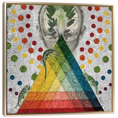 a drawing of a man's face with the colors of his rainbow triangle in front of him