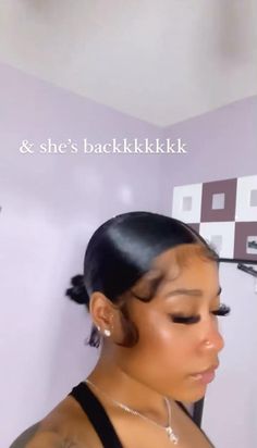 Sleek Middle Part Bun Black Women, Cute Natural Buns For Black Women, Middle Part Bun With Edges, Slick Bun Hairstyle, Wash And Set Hairstyles, Slick Back Ponytail Natural Hair Short, Cute Slick Back Hairstyles Natural, Slick Middle Part Bun, Back Bun Hairstyles Black Women