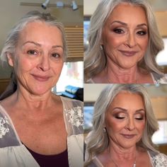 Makeup For Grandmother, Mother Of The Groom Makeup Looks Green Eyes, Jane Fonda Makeup, Mother Of The Bride Makeup Over 50, Elderly Makeup, Makeup For 50 Year Old, Short Braid Hairstyles