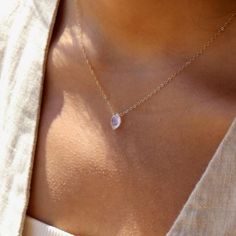 Our Faceted Moonstone Necklace is magical in every way. The delicate solid gold chain perfectly complements the marquise cut moonstone, radiating clarity and high vibrations with flashes of mesmerizing blue. Moonstone's feminine energy makes this necklace perfect for any goddess or those seeking a touch of celestial energy. DETAILSAvailable in 14k Solid GoldAvailable in 14", 16", and 18"Hypoallergenic, Nickel-Free, and Water Safe Moonstone Marquise Jewelry As A Gift, Moonstone Marquise Jewelry For Gift, Dainty Marquise Gemstone Necklace, Celestial Energy, High Vibrations, Forever Jewelry, Solid Gold Chains, Moonstone Necklace, Solid Gold Jewelry