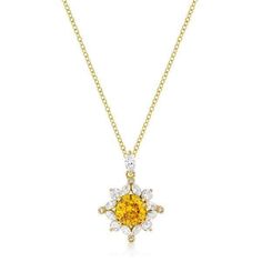 [Diamond Engagement Rings, Diamond Stud Earrings, and Gold Jewelry Online]-Angelucci Jewelry Luxury Yellow Round Pendant Necklace, Luxury Yellow Gold Necklace With Sparkling Stones, Orange Gem, Feminine Necklace, Necklace Chain Types, Autumn Necklace, Latest Jewellery Trends, Ribbon Jewelry, Sun Pendant