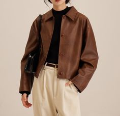 Women's Coffee PU Outwear Jacket Womens Brown Leather Jacket Outfit, Pu Jacket, Outwear Women, Brown Outfit, Outwear Jackets, Brown Leather Jacket, Brown Jacket