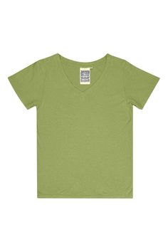 Paige V-Neck Tee Summer Tee, Raw Silk, Yarn Dyeing, V Neck Tee, Matcha, Short Sleeve Tee, Organic Cotton, Womens Shirts, Cotton Blend