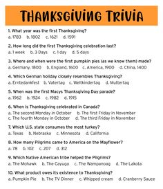 a thanksgiving trivia with the words, what year was the first thanksgiving written?