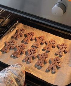 gingerbread cookies are being made in the oven