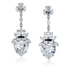 Raymond C. Yard Platinum Hanging GIA Heart Diamond Drop Dangling Earrings Heart Diamond Earrings, Platinum Earrings, Heart Diamond, Marquise Cut Diamond, Sparkle Earrings, Heart Shaped Diamond, Platinum Metal, Art Deco Diamond, Dangling Earrings