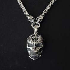 This skull emperor pendant necklace, with a powerful sense of mystery and power, is a great accessory for your meditation and body protection, and it will give you great courage and strength to face all the challenges of the unknown. 2.64 inch pendant + 28.34 inch necklace. Punk Stainless Steel Pendant Jewelry, Gothic Stainless Steel Pendant Necklace, Punk Style Engraved Metal Jewelry, Engraved Punk Style Metal Jewelry, Gothic Stainless Steel Clavicle Chain Necklace, Engraved Metal Punk Jewelry, Stainless Steel Pendant Jewelry For Streetwear, Spiritual Stainless Steel Chain Necklace, Punk Style Stainless Steel Clavicle Chain Jewelry