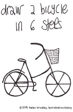 a drawing of a bike with the words draw a bicycle in 6 steps on it