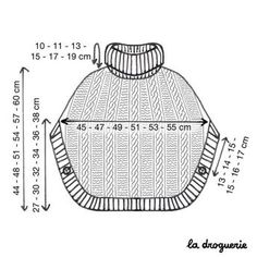 a drawing of a sweater with measurements for the top and bottom half, as shown in this