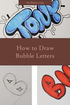 how to draw bubble letters with colored pencils and watercolor paper for children's art projects