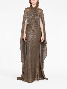 Armor Gown, Silver Dresses, Gown Gold, Cape Designs, Talbot Runhof, Wedding Guest Looks, Yoko London, City Dress, Silver Dress