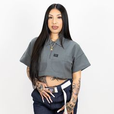 Introducing our New FB County Checker Zip Crop Top. The first ever Checker Zip Crop Top to ever exist! Made with our signature cotton/poly blend. This oversized crop top provides comfort AND style. Oversized Cropped Shirt 2 Chest Pockets With Aligned Pattern 1/2 zip shirt with YKK Zip Closure Manufactured by FB County Oversized Cropped Crop Top For Streetwear, Oversized Cropped Casual Crop Top, Oversized Cropped Crop Top Casual, Oversized Cropped Crop Top Casual Style, Oversized Crop Top For Spring Streetwear, Urban Cropped Tops For Spring, Spring Urban Cropped Tops, Boxy Fit Cropped Shirt For Streetwear, Urban Cotton Crop Top For Streetwear