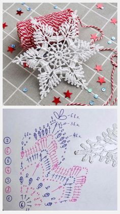 two pictures with different types of snowflakes on them, one is red and the other is white