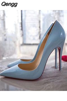 Light Blue Fitted Heels With 4-inch Heel, Light Blue Pointed Toe Heels With 4-inch Heel, Fitted Light Blue Heels With 4-inch Heel, Light Blue 4-inch Heels, Fancy Heels, Heels Prom, Stockings Heels, High Heels Shoes, Heels Shoes