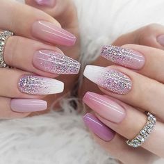 Ballet Nails, Long Press On Nails, Acrylic Nail Set, Summer Toe Nails, Pink Gradient, Nail Designs Spring, Valentine's Day Nails