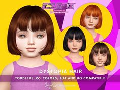 The Sims Resource - SonyaSims Dystopia Hair TODDLERS Bob With Fringe Bangs, Short Bob With Fringe, Cc Makeup, Kids Bob, Bob With Fringe, Tan Skin Blonde Hair, Wedding Hair Colors, Cc Hair, Cc Mods