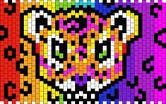 an image of a colorful cat made out of pixellated pixels on a black background