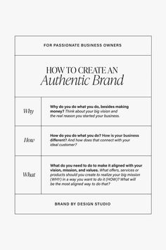 an ad for the how to create an authentic brand