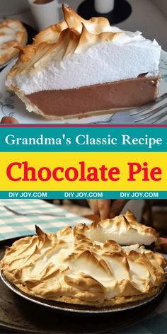 the cover of grandma's classic recipe chocolate pie by diy joycom