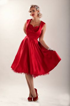 Lady Mayra ELSA Red Christmas Dress Vintage by LadyMayraClothing. $59.90 on Etsy. Pin Up Christmas, Satin Dress Red, Vestidos Pin Up, Red Satin Dress, Red Christmas Dress, 1950s Retro, Retro Pinup, Rockabilly Outfits, Red Bridesmaid Dresses