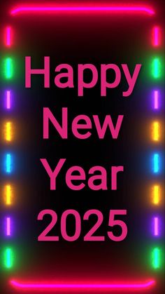 a neon sign that says happy new year 205 with the words,'happy new year 205