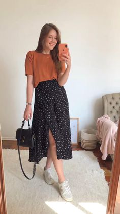 Corp Perfect, Summer Outfits Black Woman, Summer Outfits Black, Summer Outfits For Moms, Rock Outfit, Casual Day Outfits, Elegante Casual, Mode Casual, Polka Dot Skirt