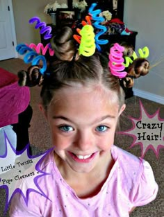 Easy Wacky Hair Day Ideas, Crazy Hair Ideas, Crazy Hair Day Ideas, Wacky Hair Day, Candy Girls, Wacky Hair Days, Hairstyles Kids, Wacky Hair