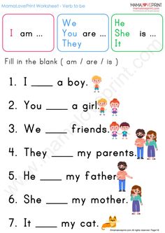 worksheet with words and pictures for children