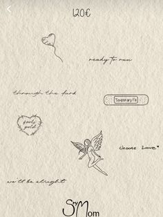 the back side of a note with some writing on it and an image of a heart