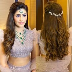 Reception Hairstyles, Lehenga Hairstyles, Hairstyles For Gowns, Hair Style On Saree, Saree Hairstyles, Engagement Hairstyles, Bridal Hairdo, Bridal Hair Buns, Indian Wedding Hairstyles