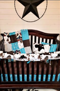 Boy Crib Bedding - Aztec and Teal Arrow Western Crib Bedding & Toddler Bedding Collection - DBC Baby Bedding Co Baby Boy Western Nursery, Cow Print Nursery, Western Baby Boy Nursery, Western Boho Nursery, Western Baby Room, Cowboy Nursery Baby Boy, Cow Themed Nursery, Western Baby Nursery, Western Nursery Ideas