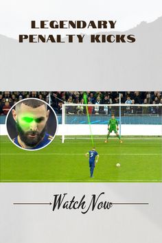 a soccer player with green eyeliners on his face and the words watch now in front of him