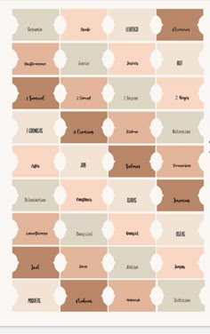 the color scheme for different shades of brown and pink, with white circles on each side