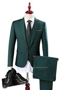 Three Piece Green Tailored Mens Suit | Unique Notch Lapel Tuxedo | Bradymensuit Wedding Guest Suit, Suit For Prom, Wedding Guest Suits, Pieces Men, Prom Suits, Tuxedo Suit, Fashion Suits, Formal Business, Business Suit