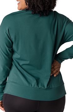 Zippers along the seams lend easy access to this comfy sweatshirt in a relaxed fit to keep you feeling great throughout maternity, postpartum and beyond. Crewneck Ribbed cuffs 70% viscose, 26% acrylic, 4% spandex Hand wash, tumble dry Imported Green Cotton Tops For Relaxation, Comfortable Green Tops For Relaxation, Comfortable Green Tops, Casual Green Tops For Relaxation, Green Long Sleeve Athleisure Top, Casual Maternity Tops For Fall, Casual Maternity Tops With Relaxed Fit, Casual Fall Maternity Tops, Green Athleisure Top For Layering