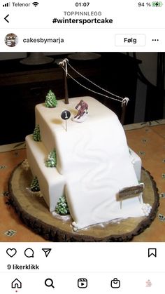 a cake that is shaped like a ski jump