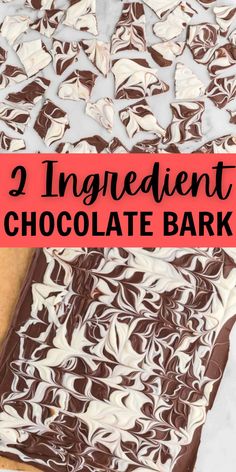 two ingredient chocolate bark recipe with text overlay