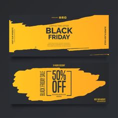 two black friday sale banners with yellow paint