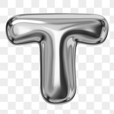 a chrome letter t on a white background