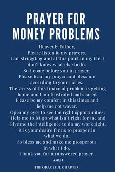 prayer for money problems with blue background